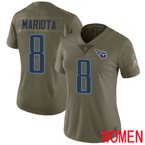 Tennessee Titans Limited Olive Women Marcus Mariota Jersey NFL Football #8 2017 Salute to Service->youth nfl jersey->Youth Jersey